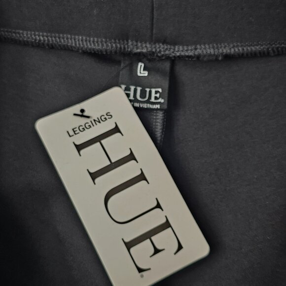 HUE Women's Pointe 7/8 Black Rayon Blend Pocketed Slit Ankle Leggings Size L NWT - Picture 7 of 14